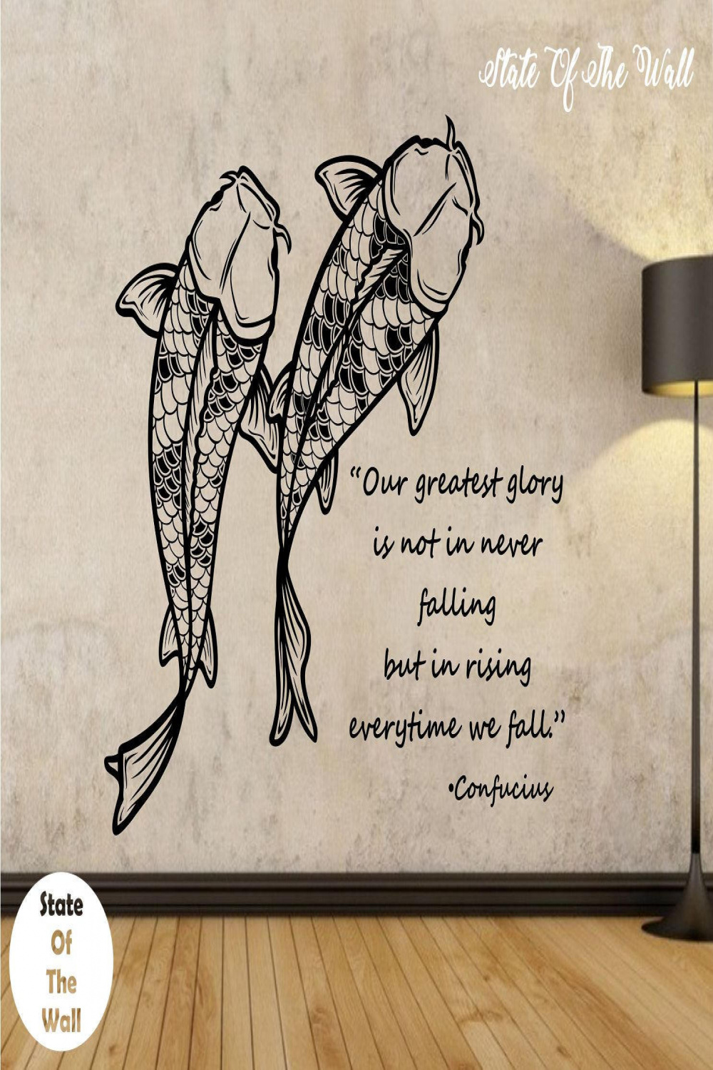 Koi Fish Wall Decal CONFUCIUS QUOTE Sticker Art Decor Bedroom