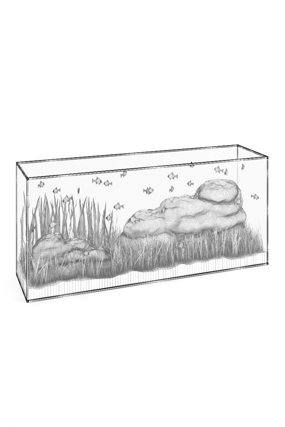 large rectangular aquarium D-Modell in Fisch DExport
