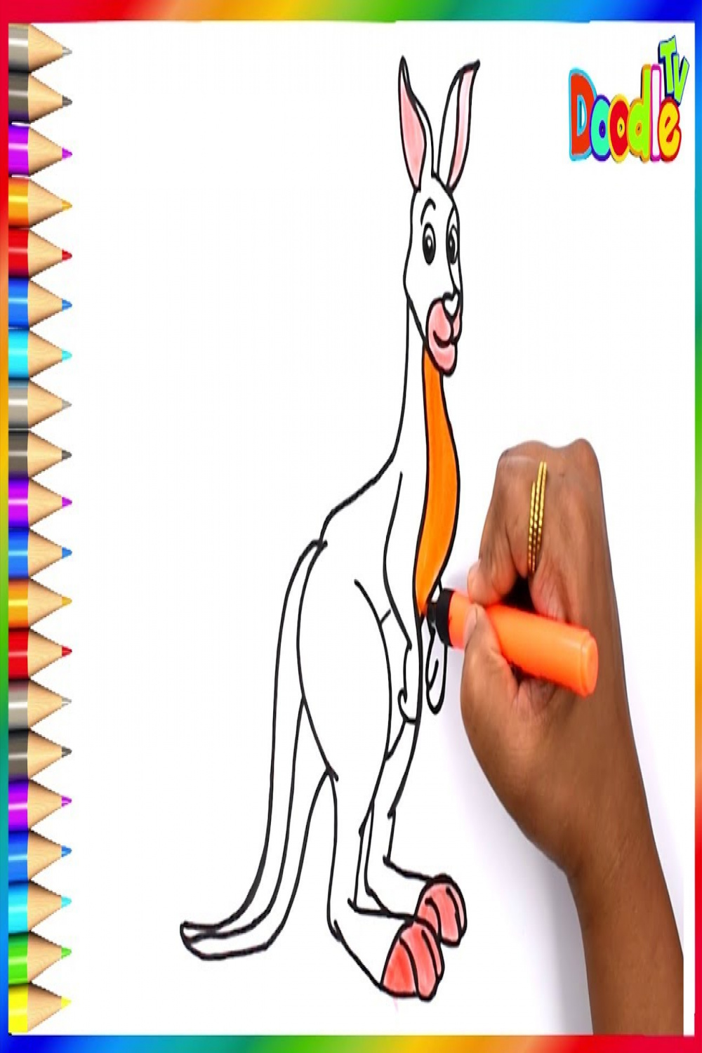 Learn to Draw a Kangaroo using Glitter and Color  How to draw a Kangaroo   Easy Draw Tutorial