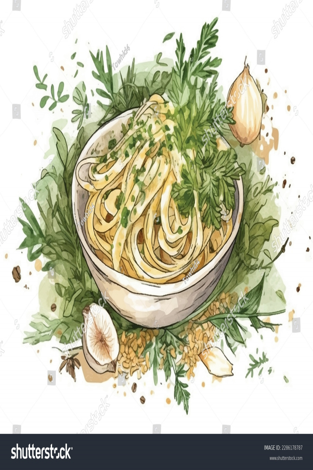 Lemon Garlic Shrimp Pasta: Over  Royalty-Free Licensable Stock