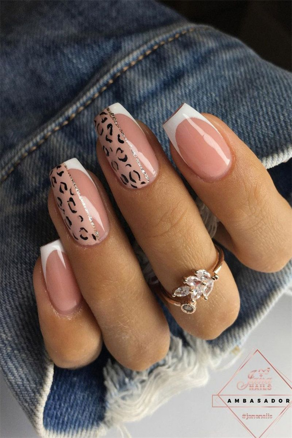 Leopard Nails and French Manicure - SOSO Nail Art  Leopard nail