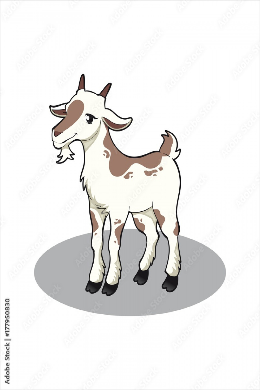 Little cute goat-vector drawing-isolated white background Stock