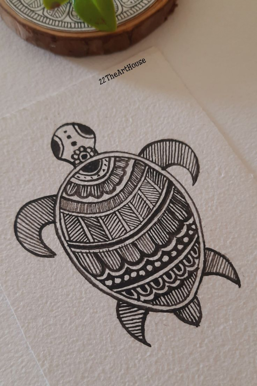 Madhubani Turtle 🐢  Hand painting art, Doodle art designs, Boho