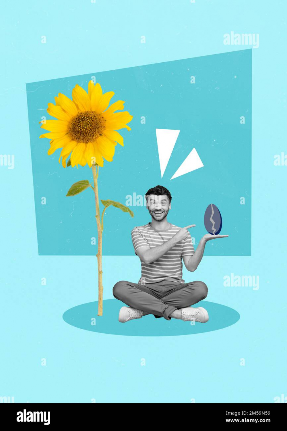 Man sunflower cartoon illustration hi-res stock photography and