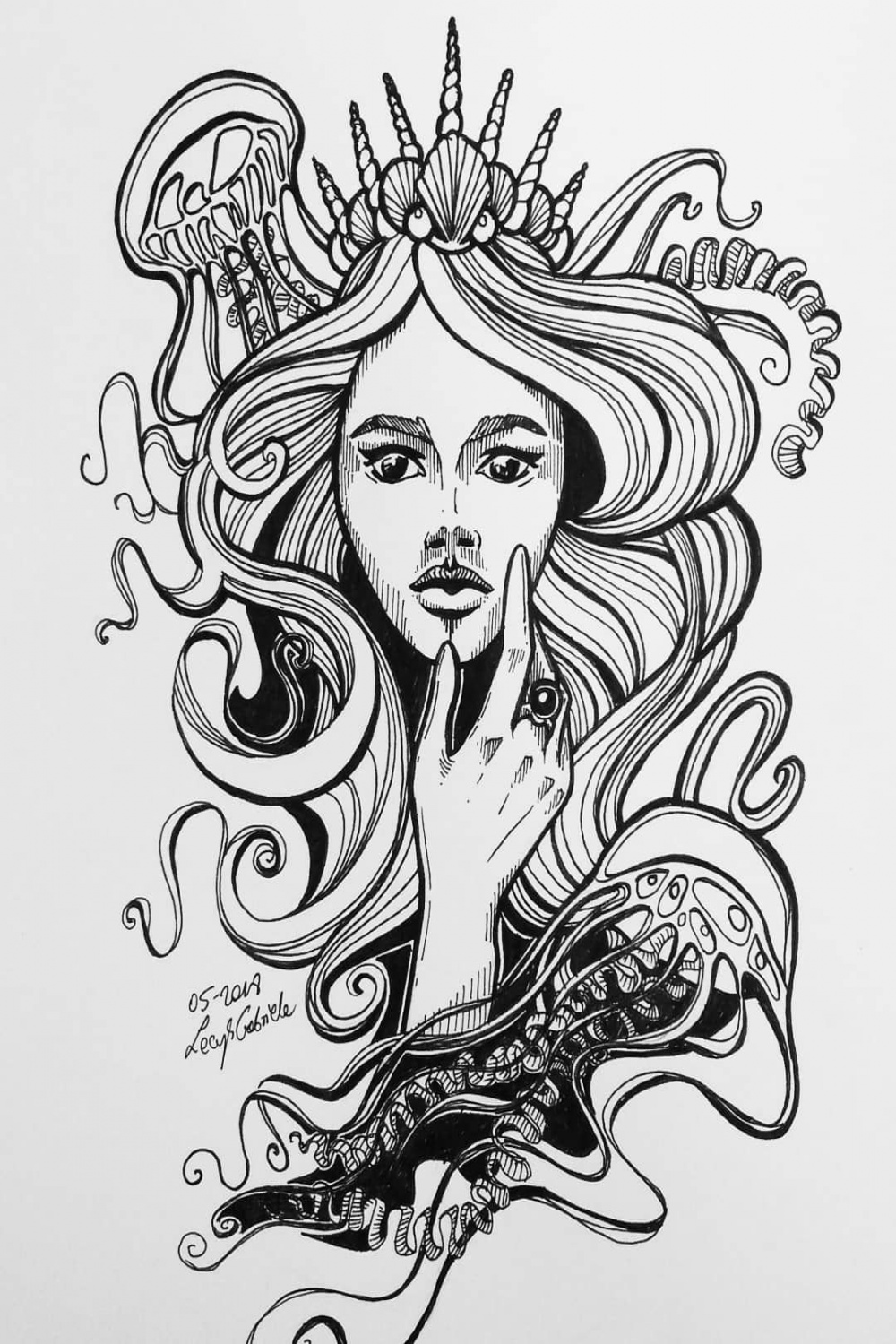 Mermaid Queen  Goddess art, Queen tattoo, Drawings