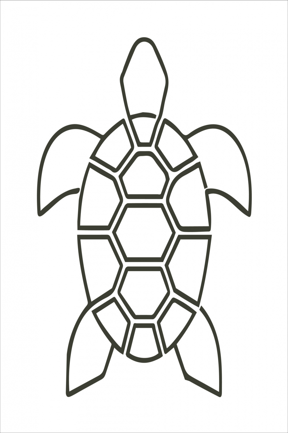 Minimal simple turtle outline vector art of tortoise