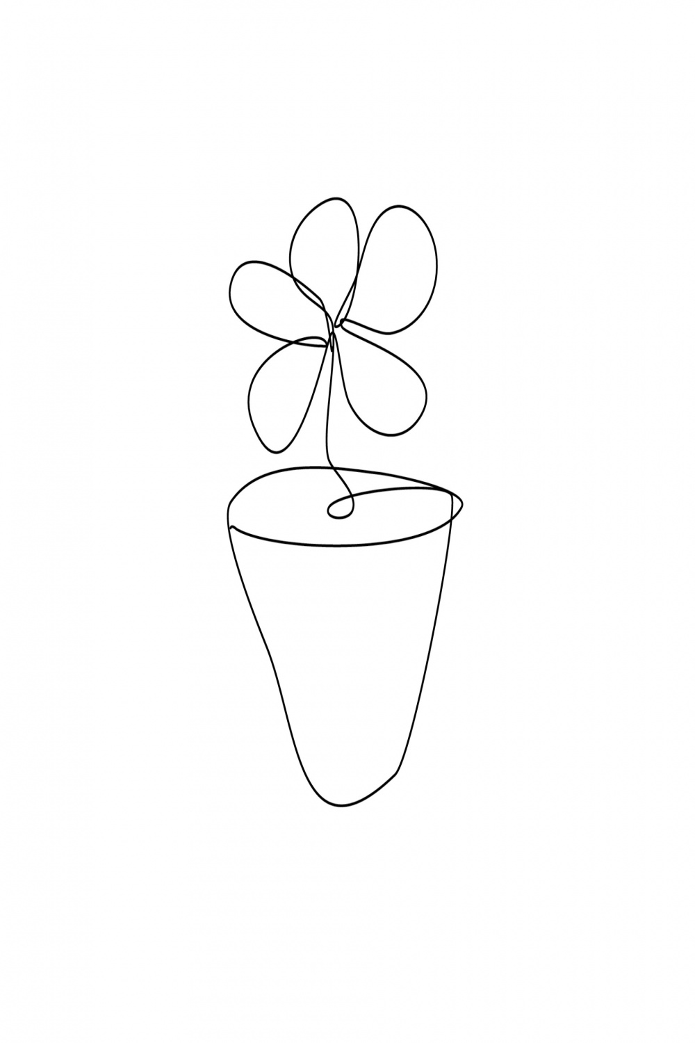 Minimalist Flower one line drawing