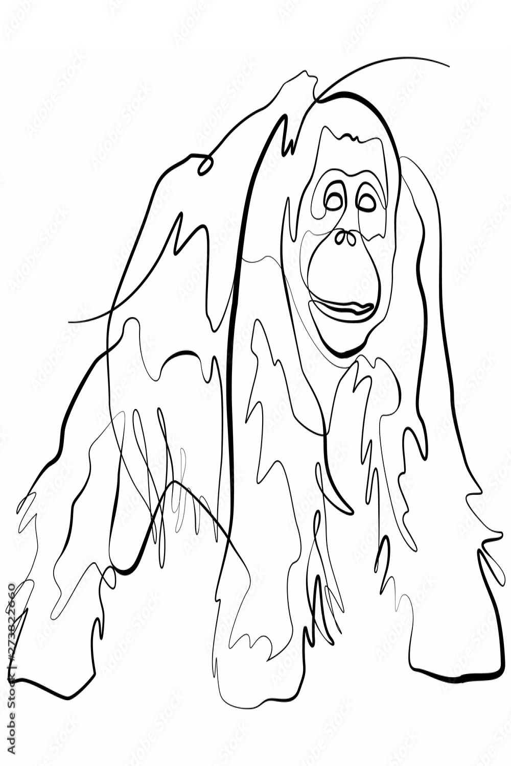 Monkey Orangutan one line drawing