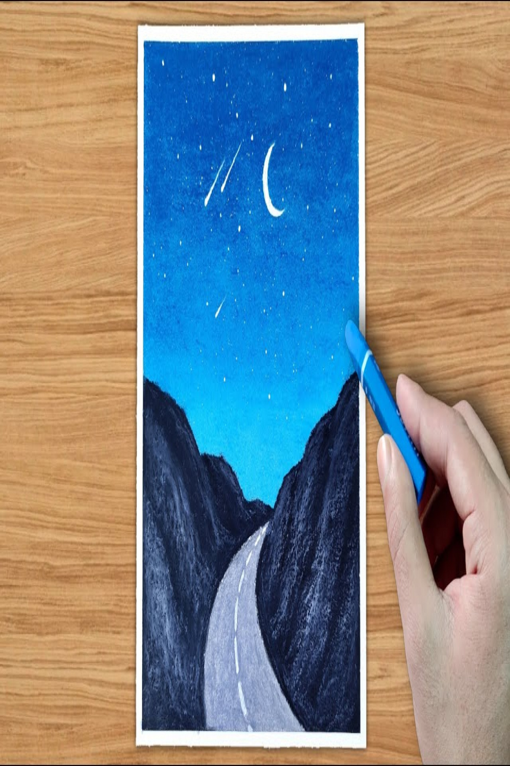 Moonlight scenery drawing with oil pastel - Tutorial #shorts - YouTube