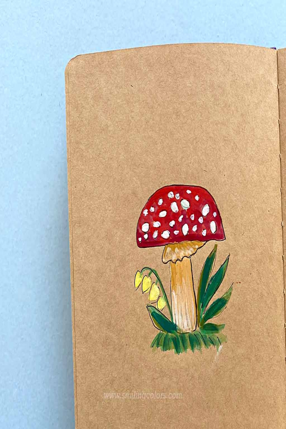 Mushroom Drawing Tutorial with Worksheet - Smiling Colors