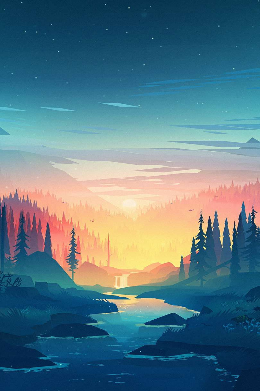 Nature Sunset Artwork iPhone Wallpaper  Painting wallpaper