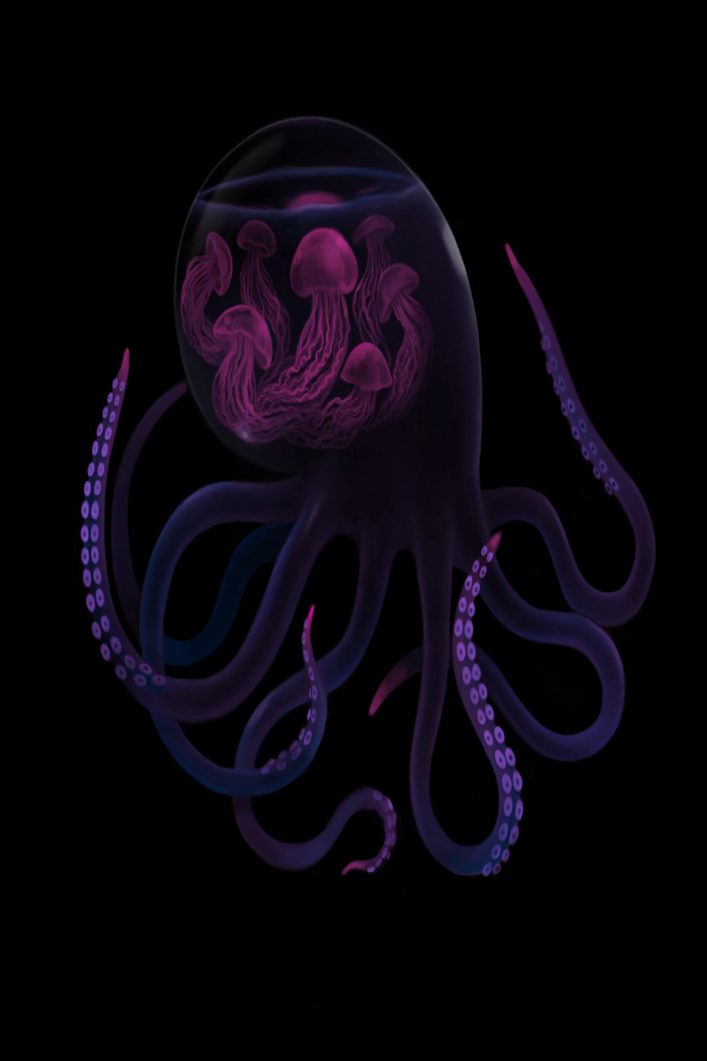 Neon Octopus, Me, Digital,  : r/Art