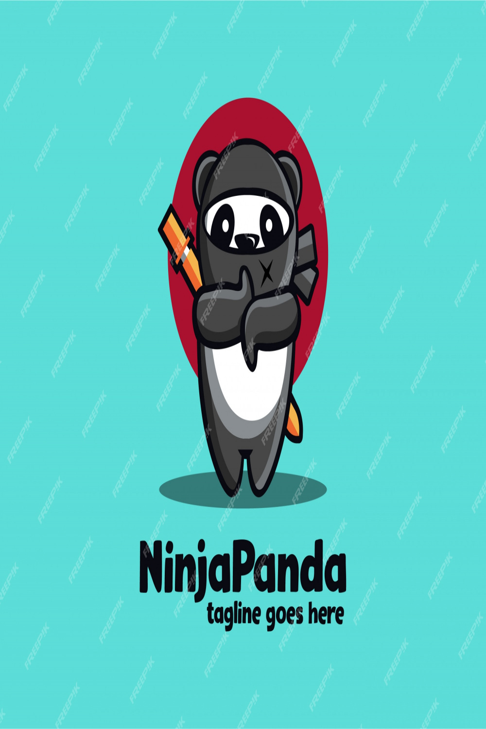 Ninja panda logo maskottchen  Premium-Vektor