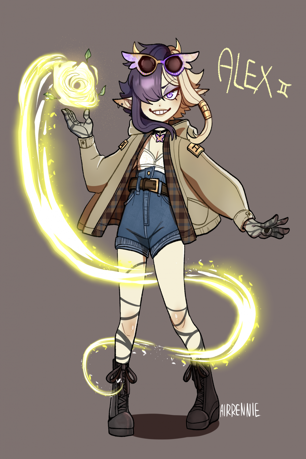 OC] A more stylized (cartoon-ish) drawing of my character Alex