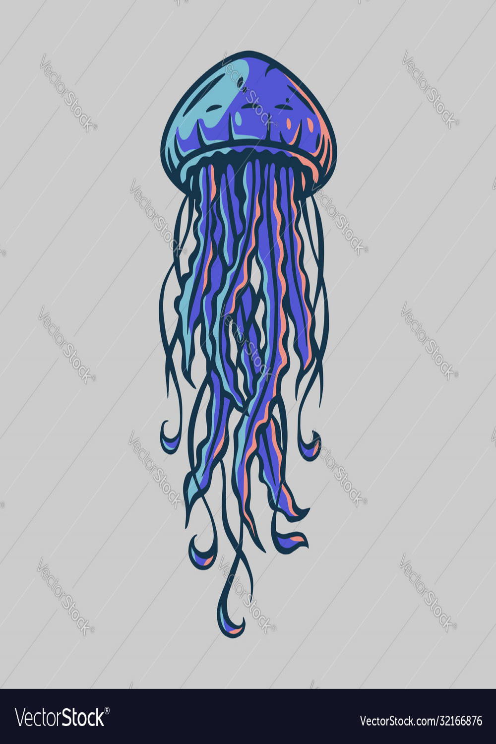 Oceanic jellyfish for marine nautical logo design Vector Image