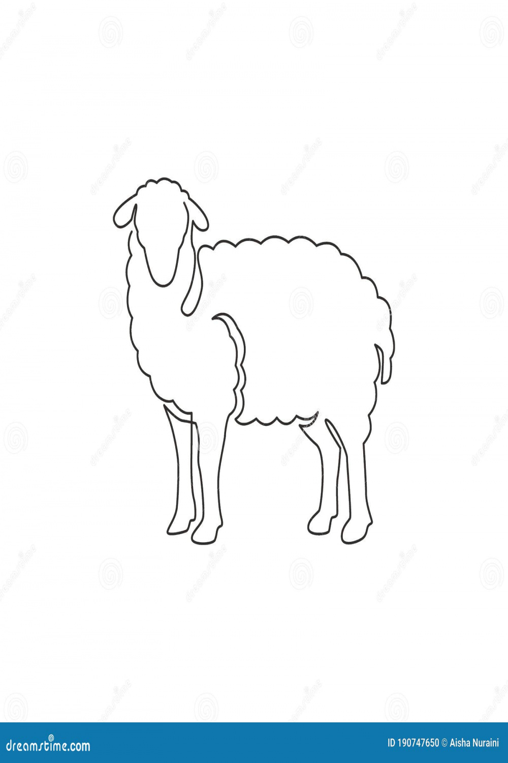 One Continuous Line Drawing of Funny Cute Sheep for Livestock Logo