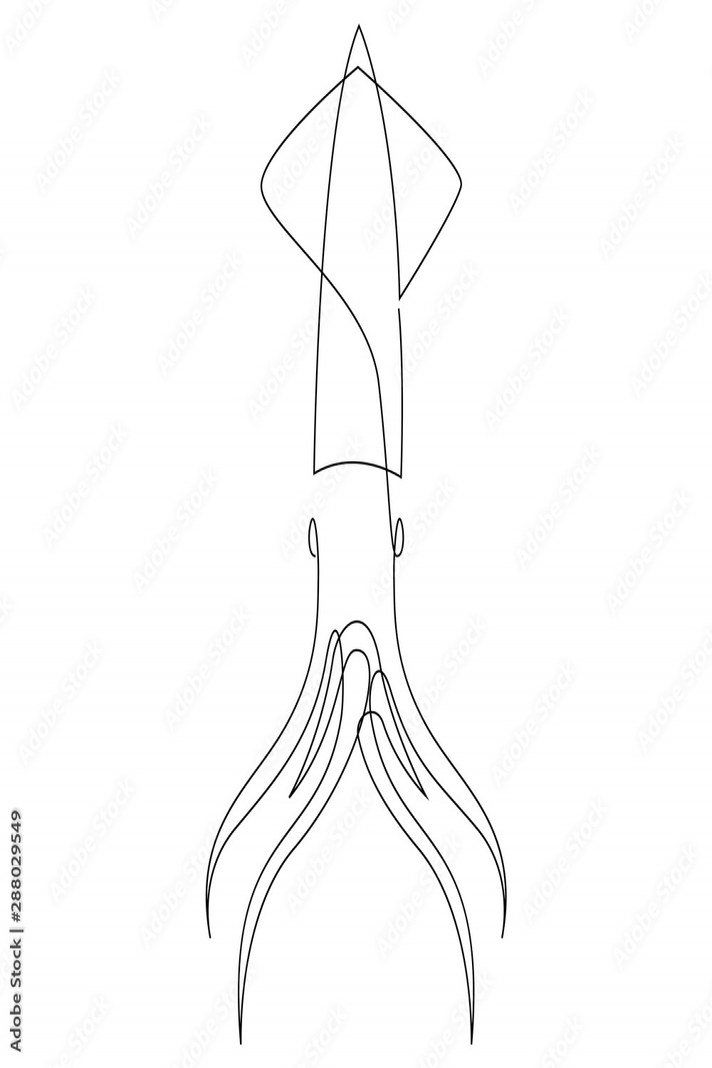 One continuous line drawing of squid for seafood logo identity