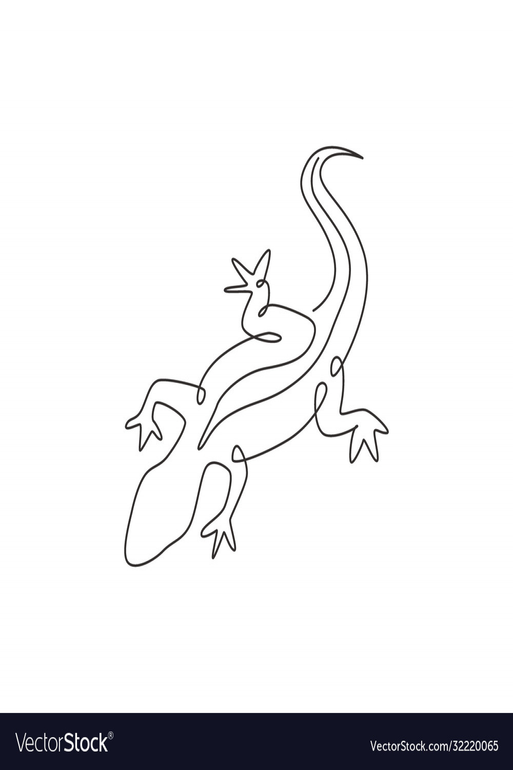 One single line drawing adorable desert lizard Vector Image