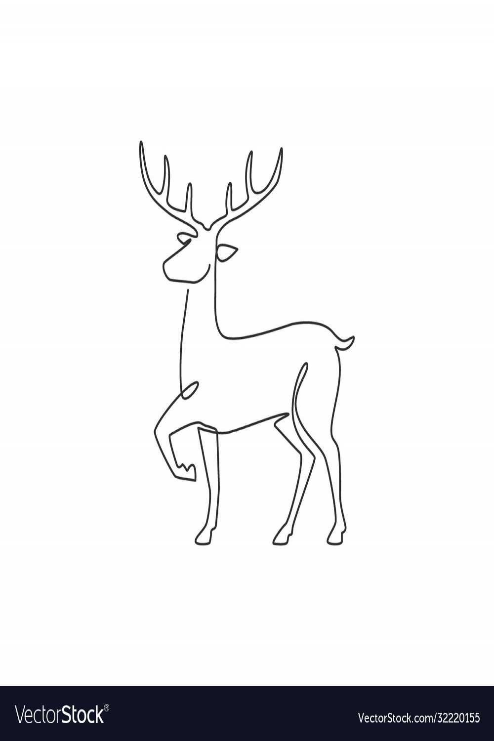 One single line drawing adorable funny deer Vector Image