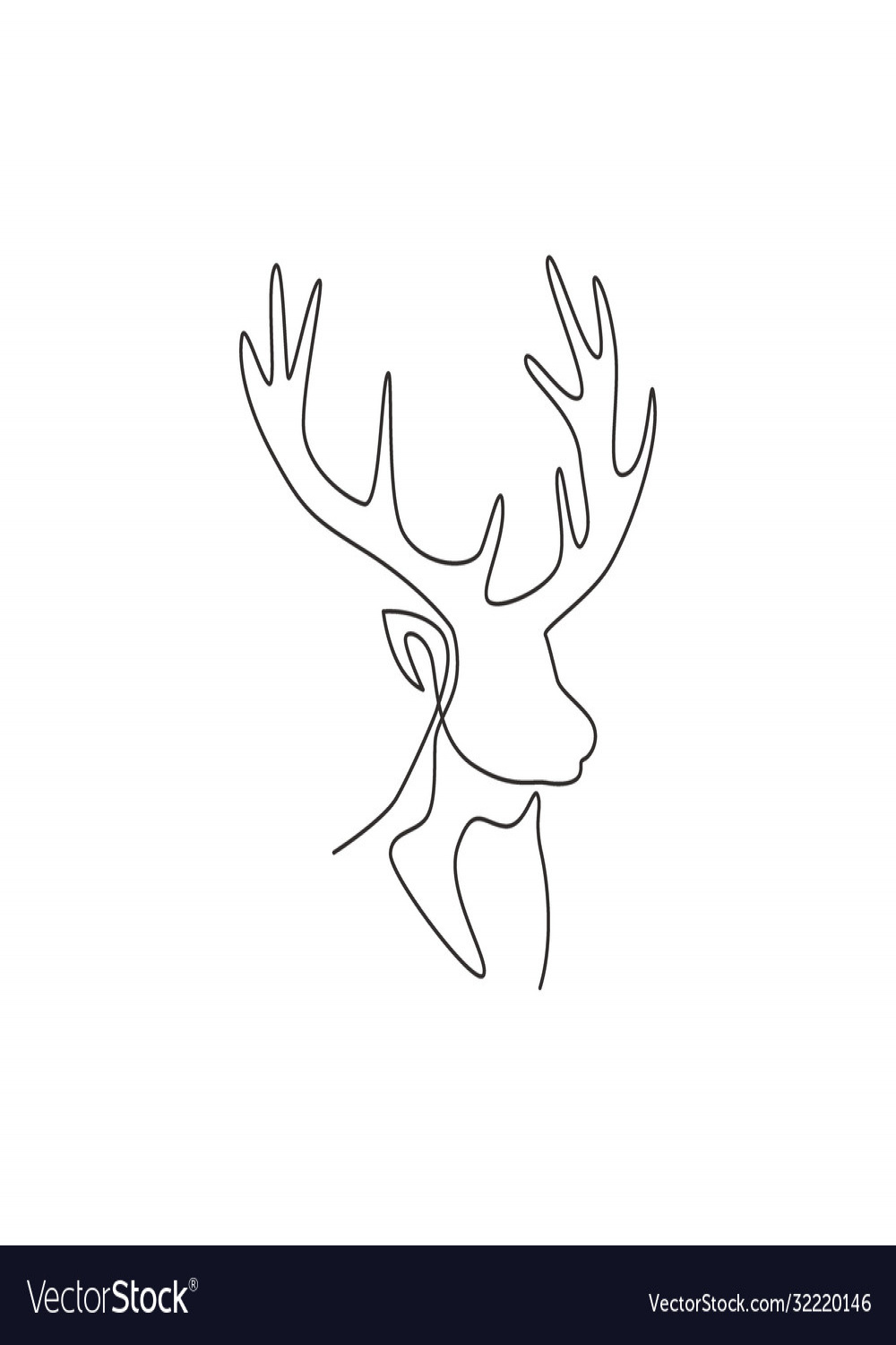 One single line drawing adorable head deer Vector Image