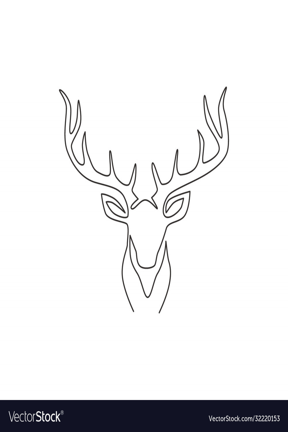 One single line drawing adorable head deer Vector Image