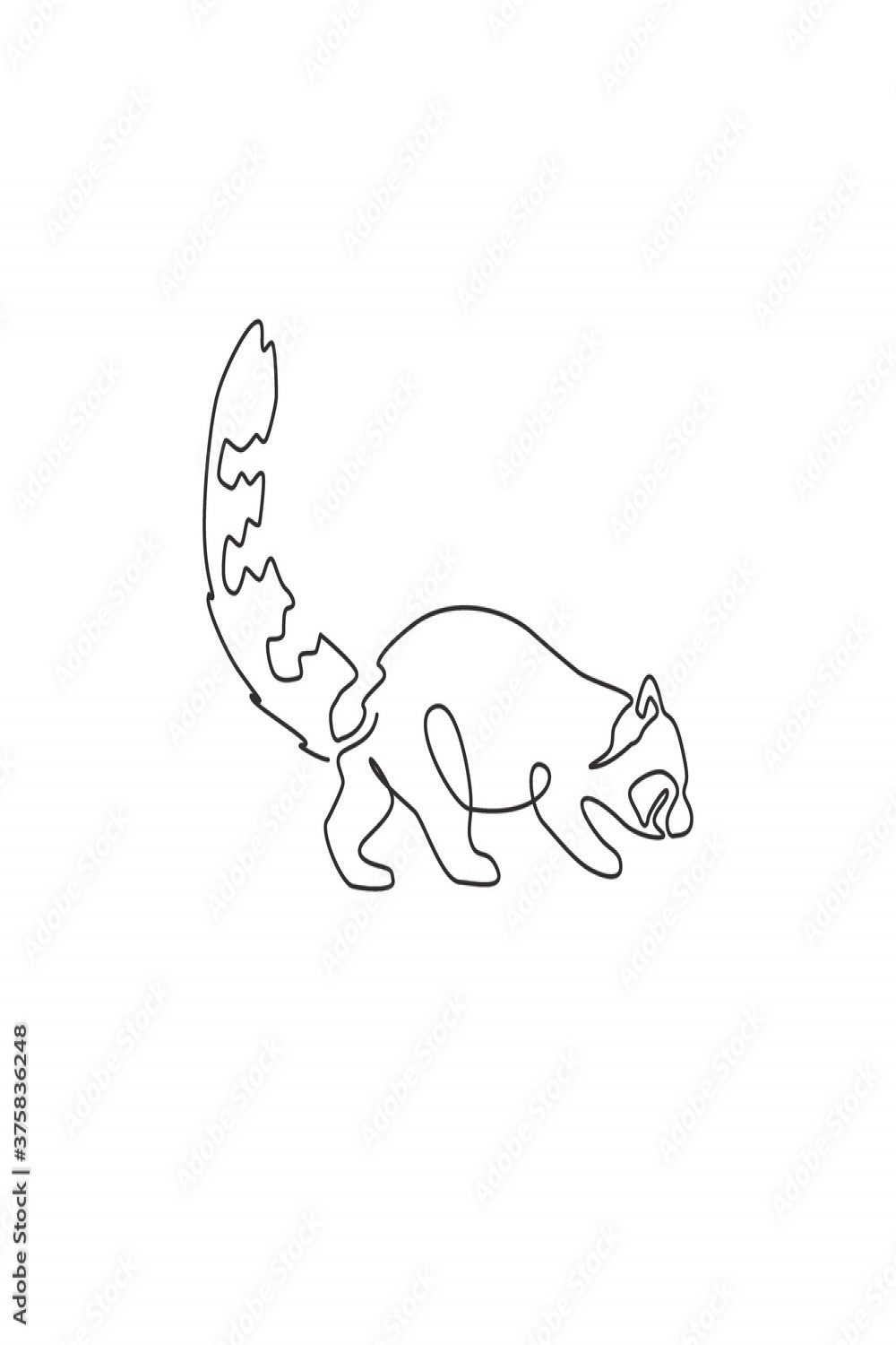 One single line drawing of funny red panda for company logo