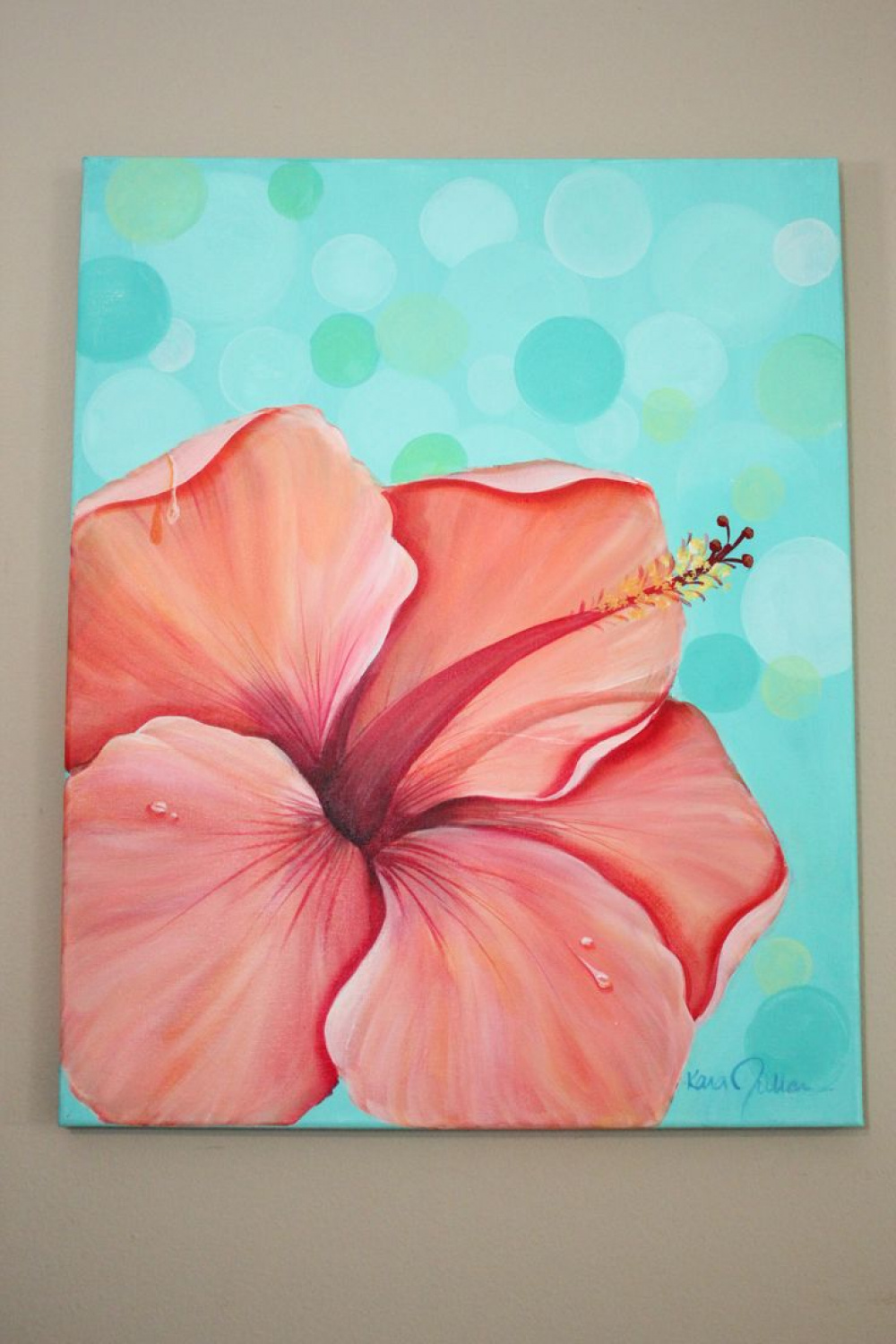 Orange Hibiscus - acrylic on canvas  Flower art painting, Canvas
