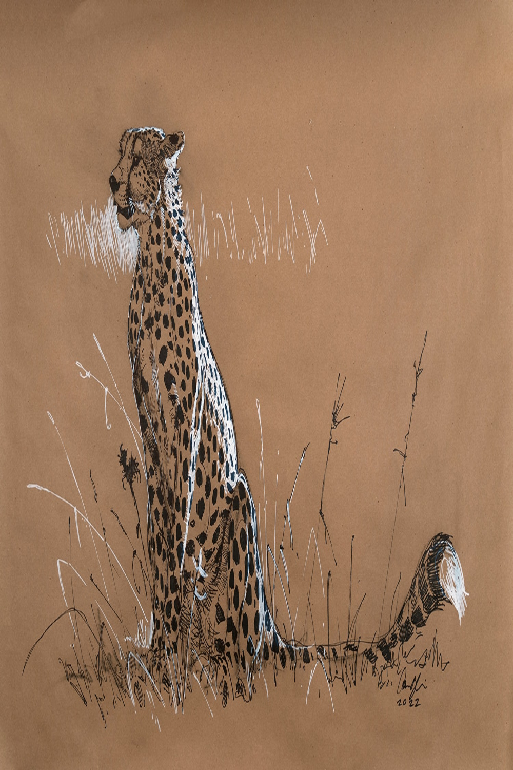 Original "Cheetah" Large Format Drawing - The Art of Aaron Blaise