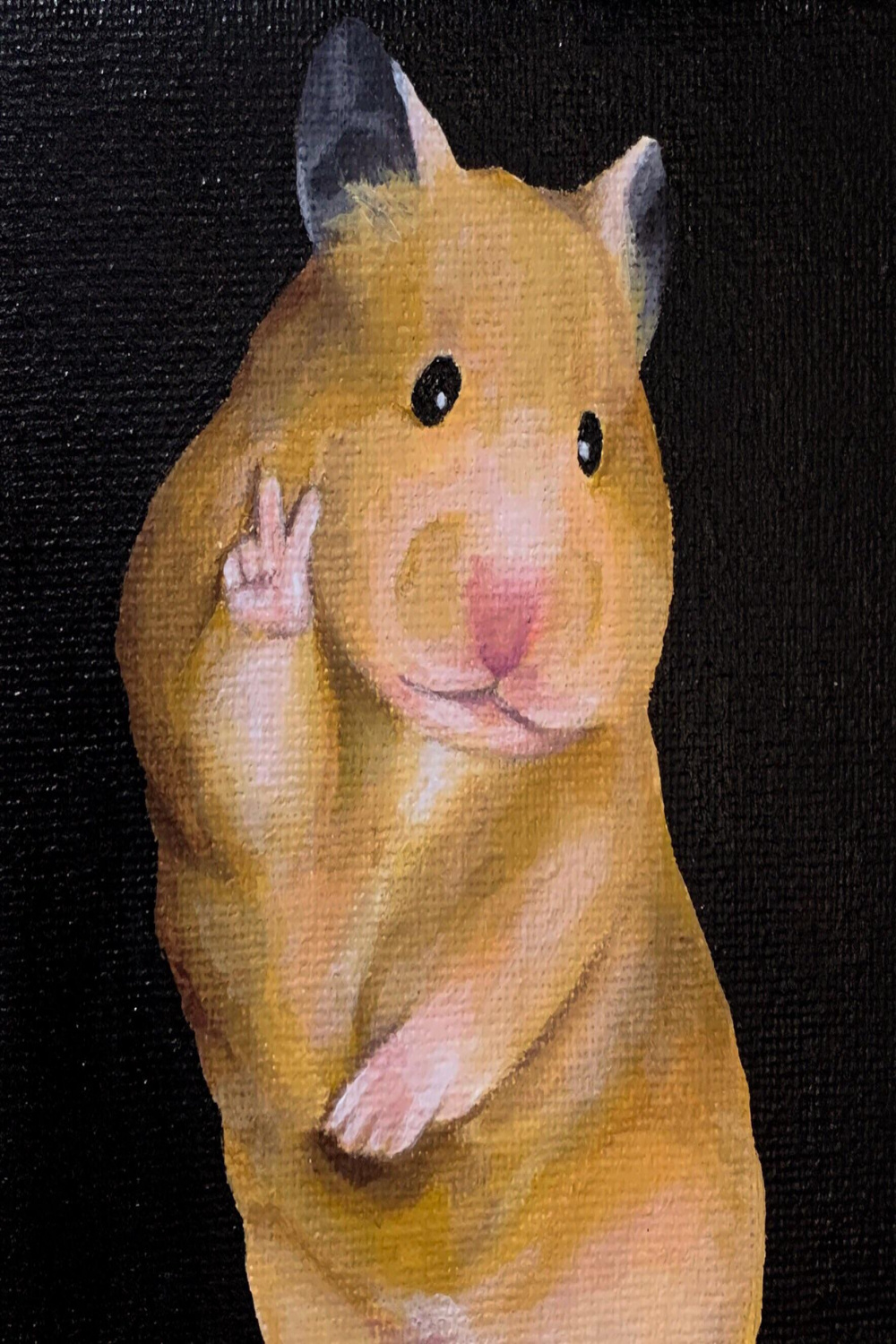 Peace Sign Hamster, Me, Acrylic,  : r/Art