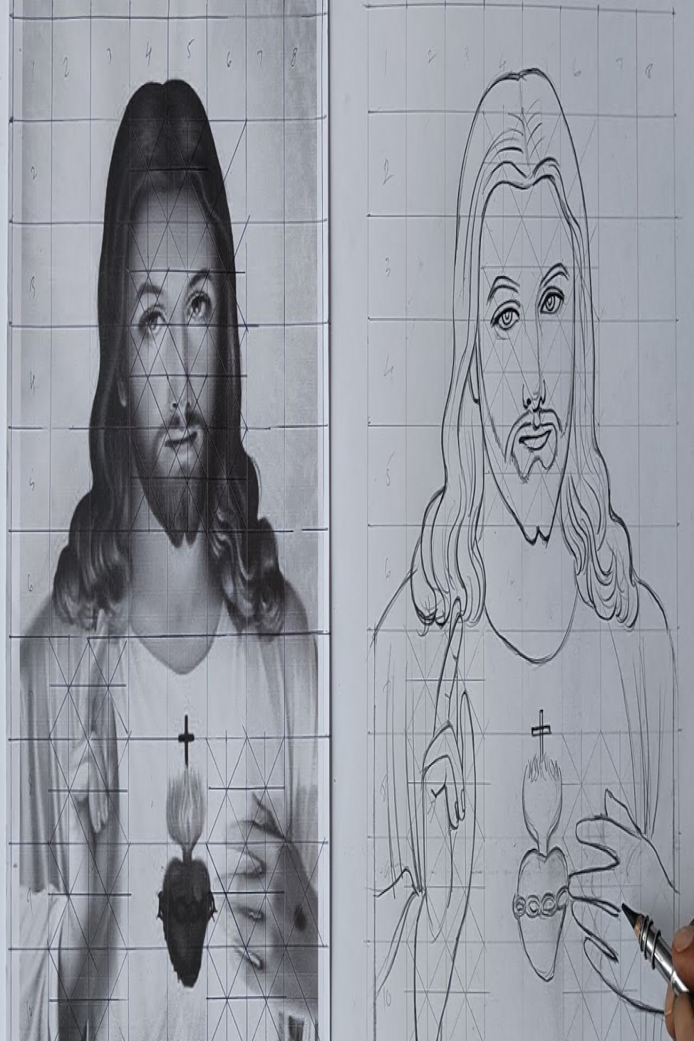 Pencil Drawing Jesus Christ  Grid Method Tutorial in Tamil  How To Draw   Live Art Chennai