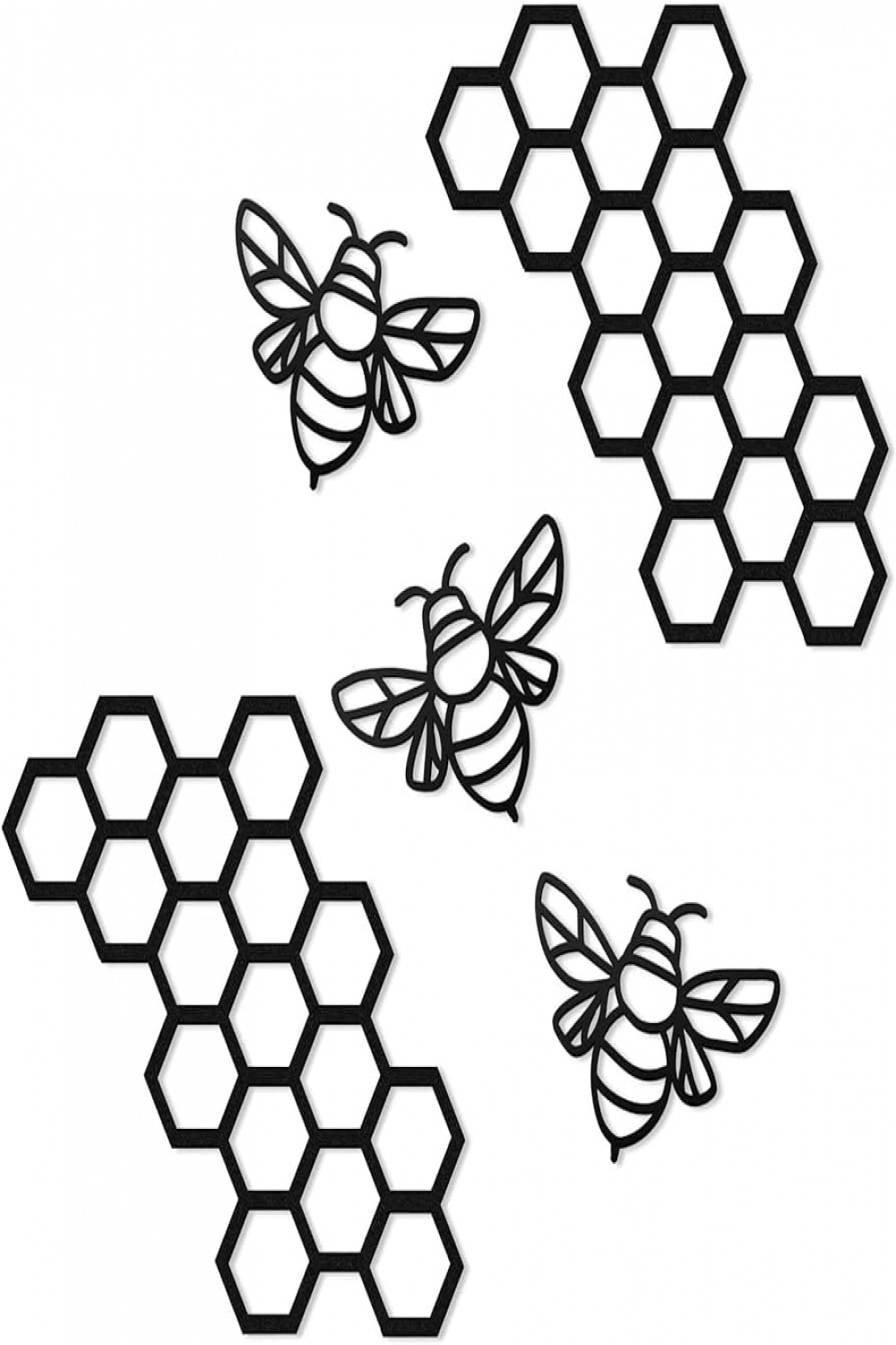 Peryiter Pack of  Metal Bee Wall Art Farmhouse Honey Bee Honey Comb Decor  Wire Metal Bee Wall Metal Decor Bee Metal Wall Hanging for Living Room