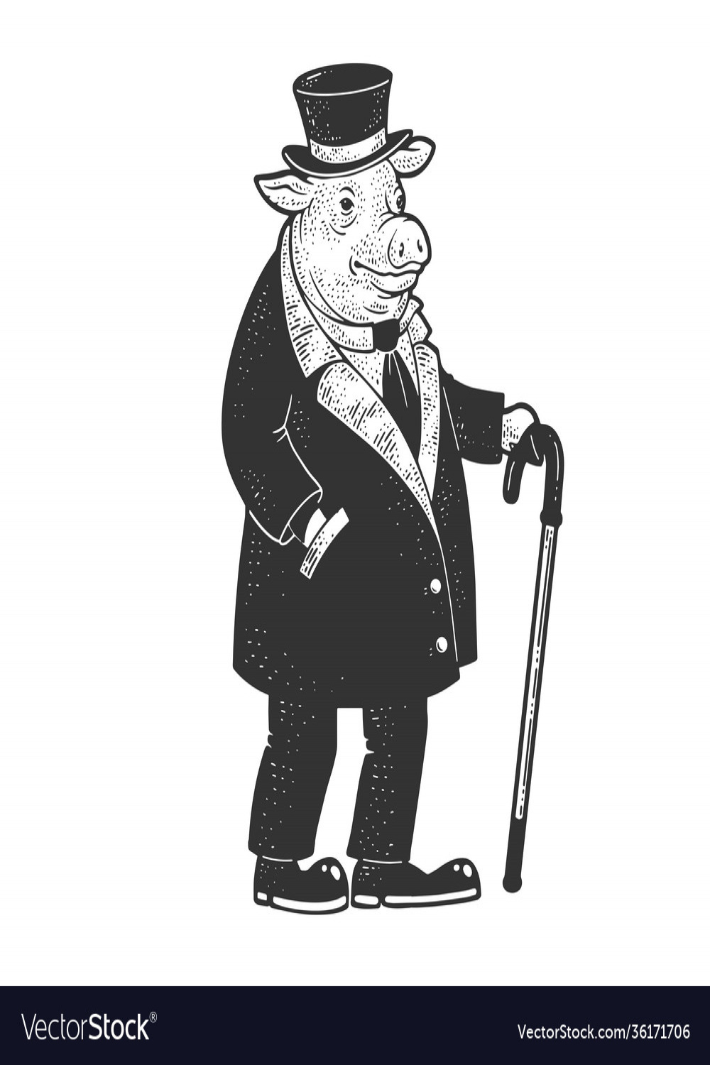 Pig in clothes sketch Royalty Free Vector Image
