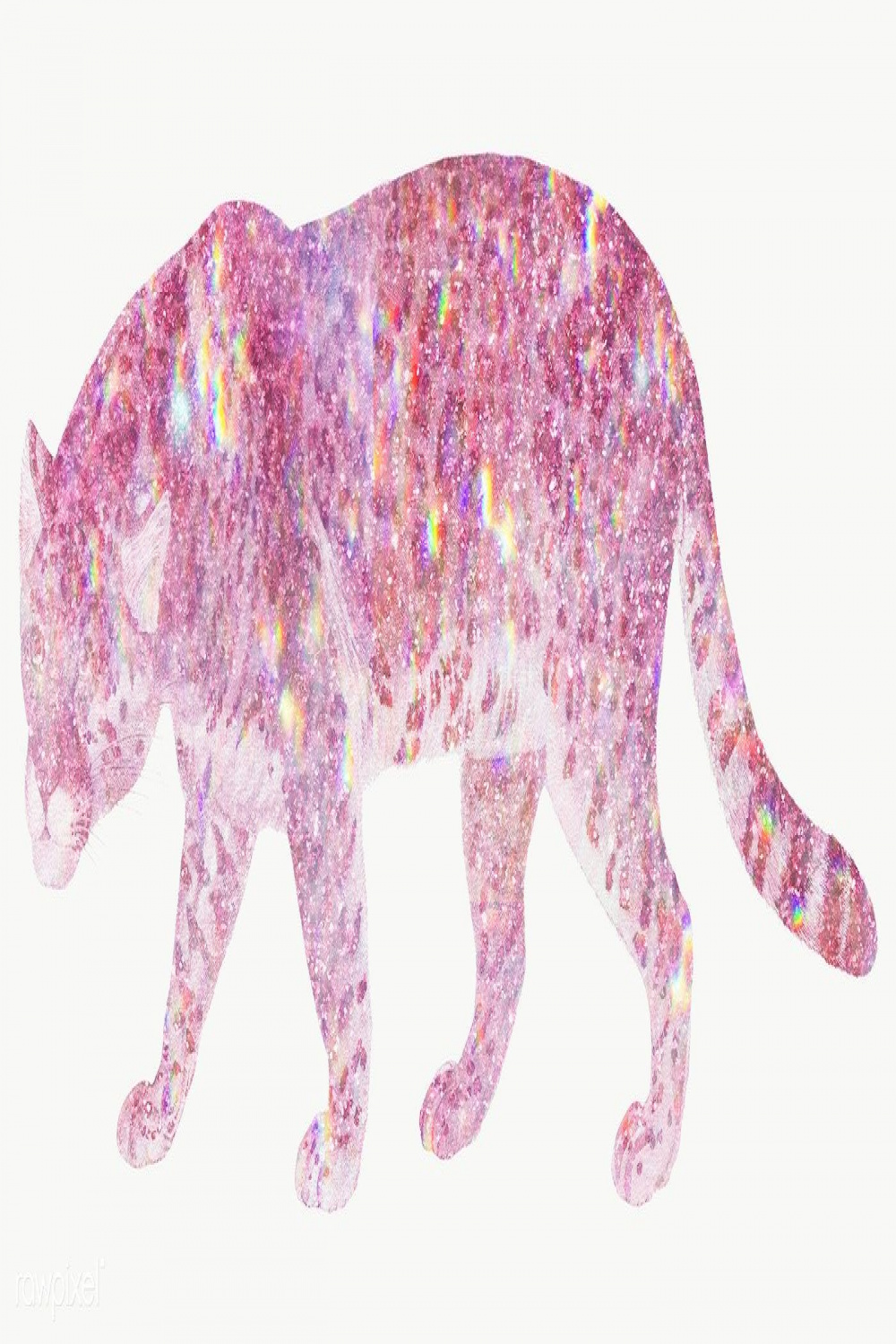 Pink holographic jaguar design element  free image by rawpixel