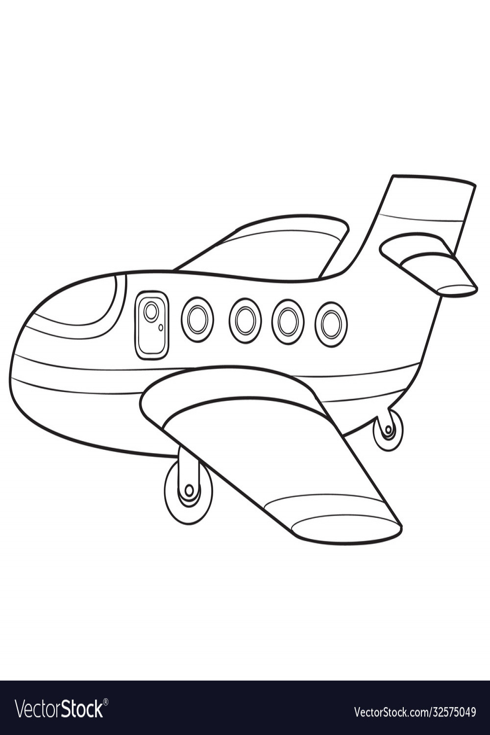 Plane sketch coloring book cartoon isolated Vector Image