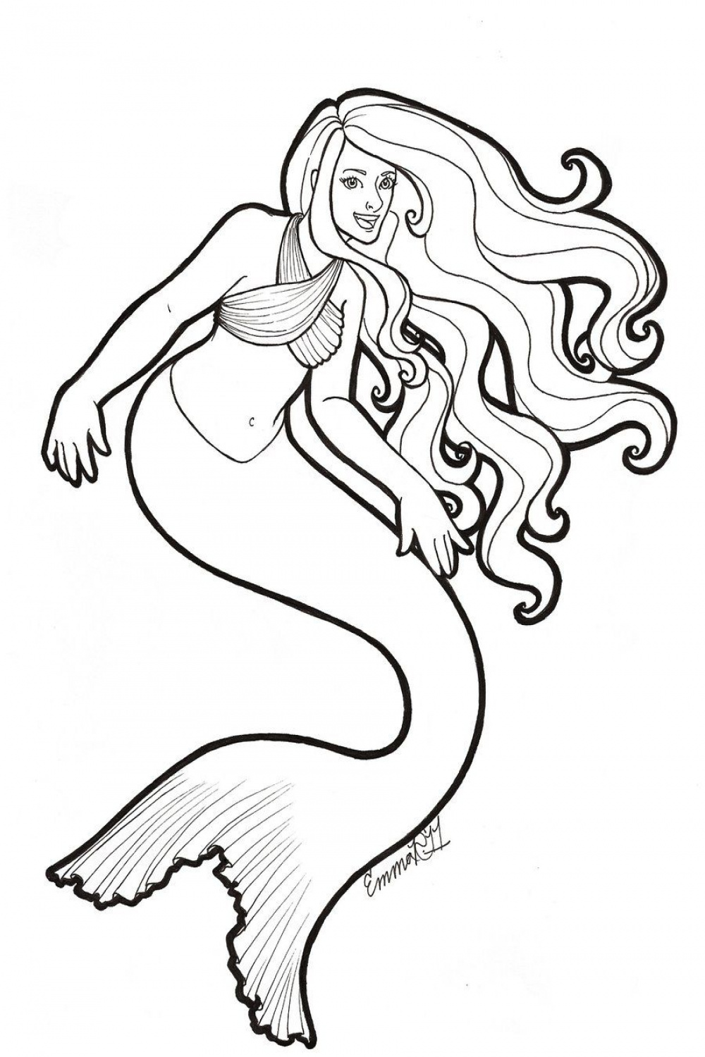 playful mermaid lineart by Emma-Jen on deviantART  Mermaid