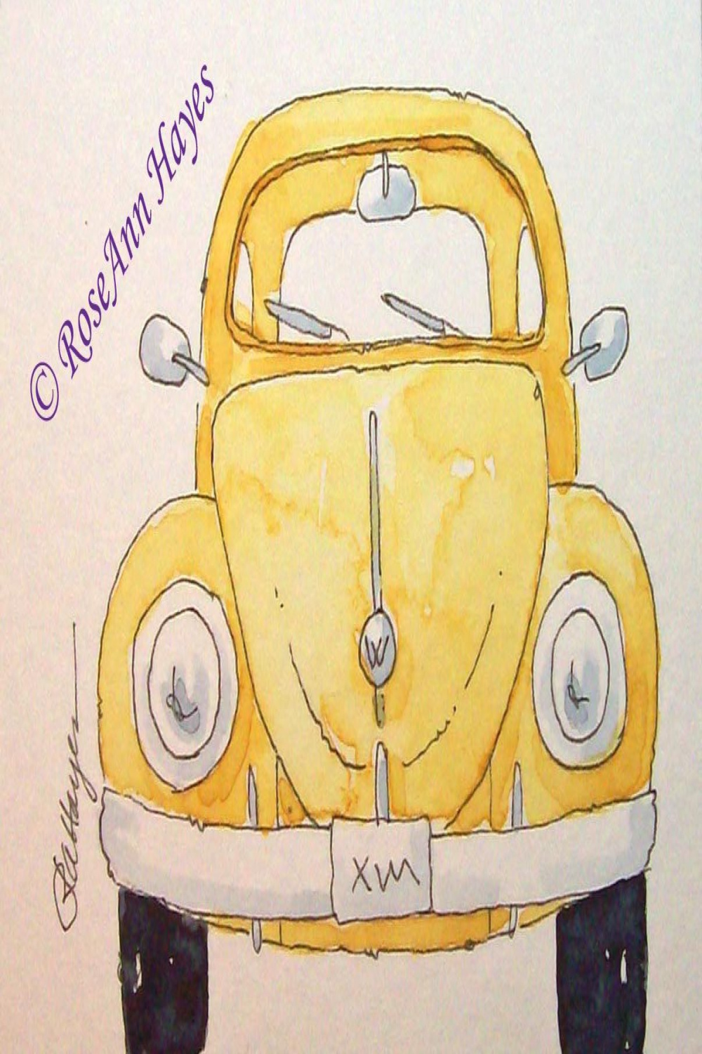 Popular items for yellow vw beetle on Etsy  Vw art, Watercolor