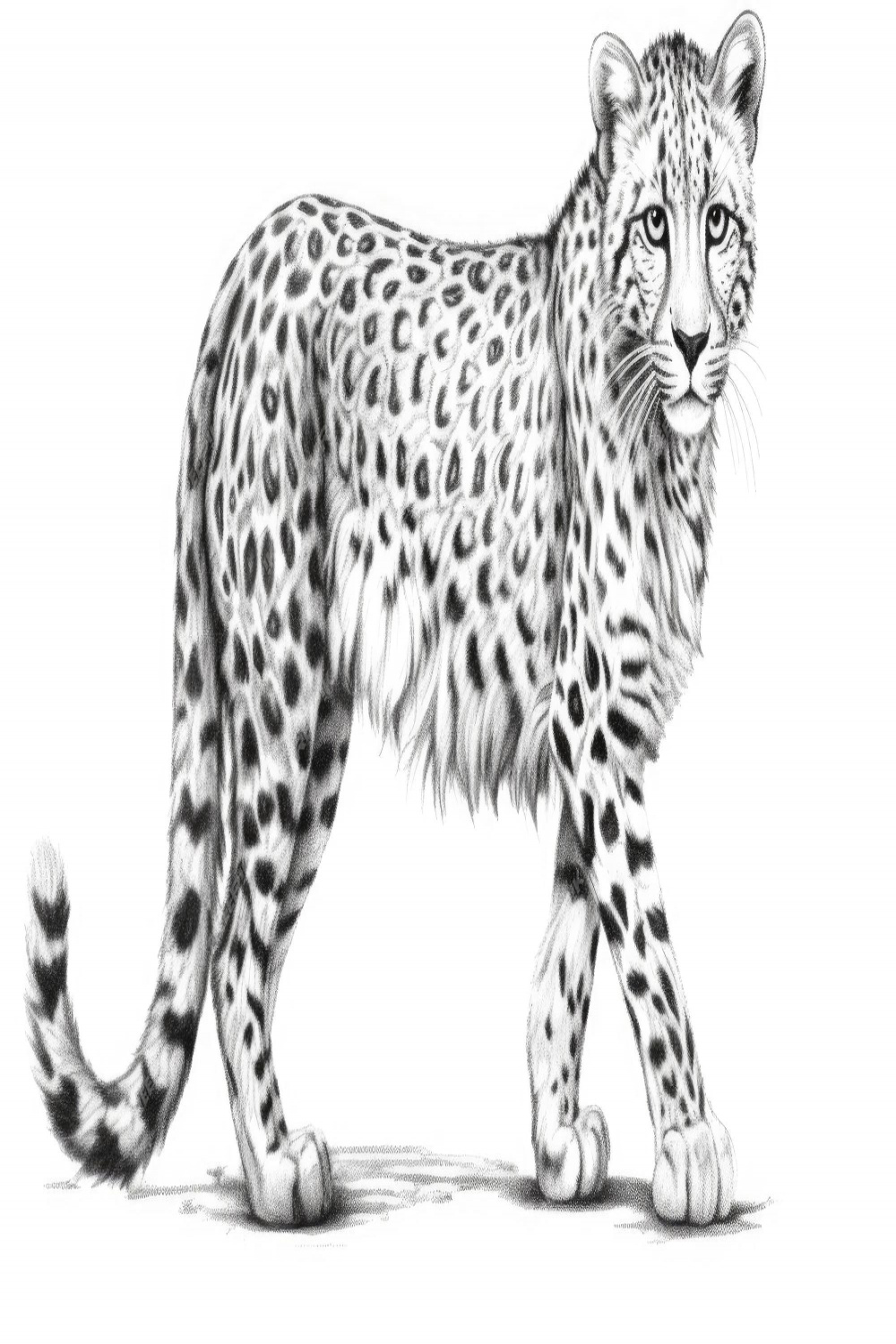 Premium Photo  Cute cheetah drawing on white background generative ai