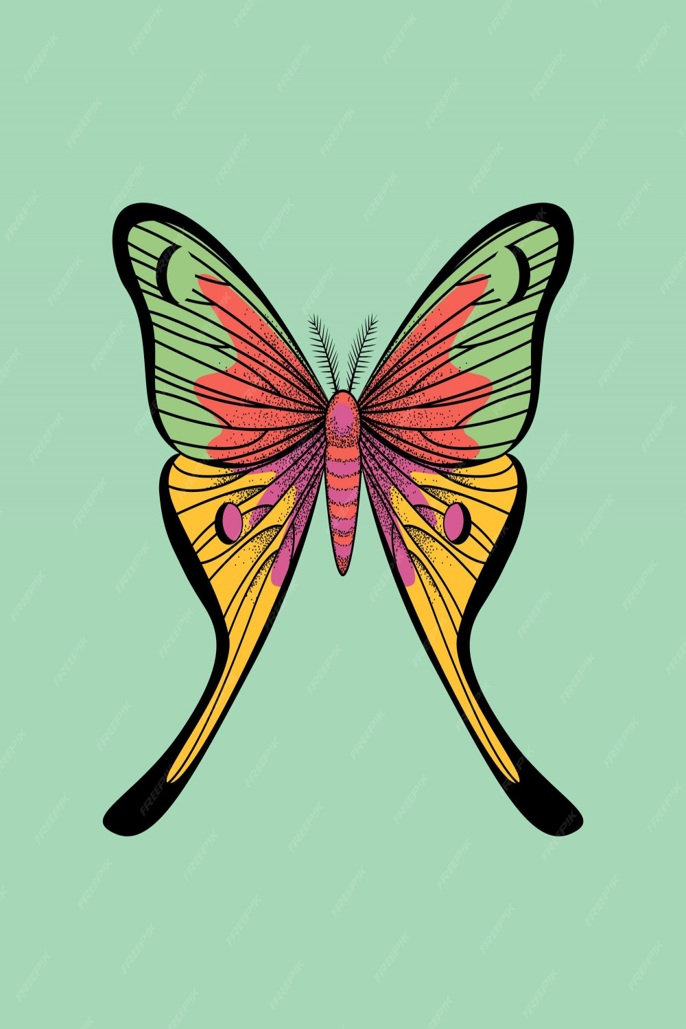 Premium Vector  Butterfly retro s s groovy hippie vector