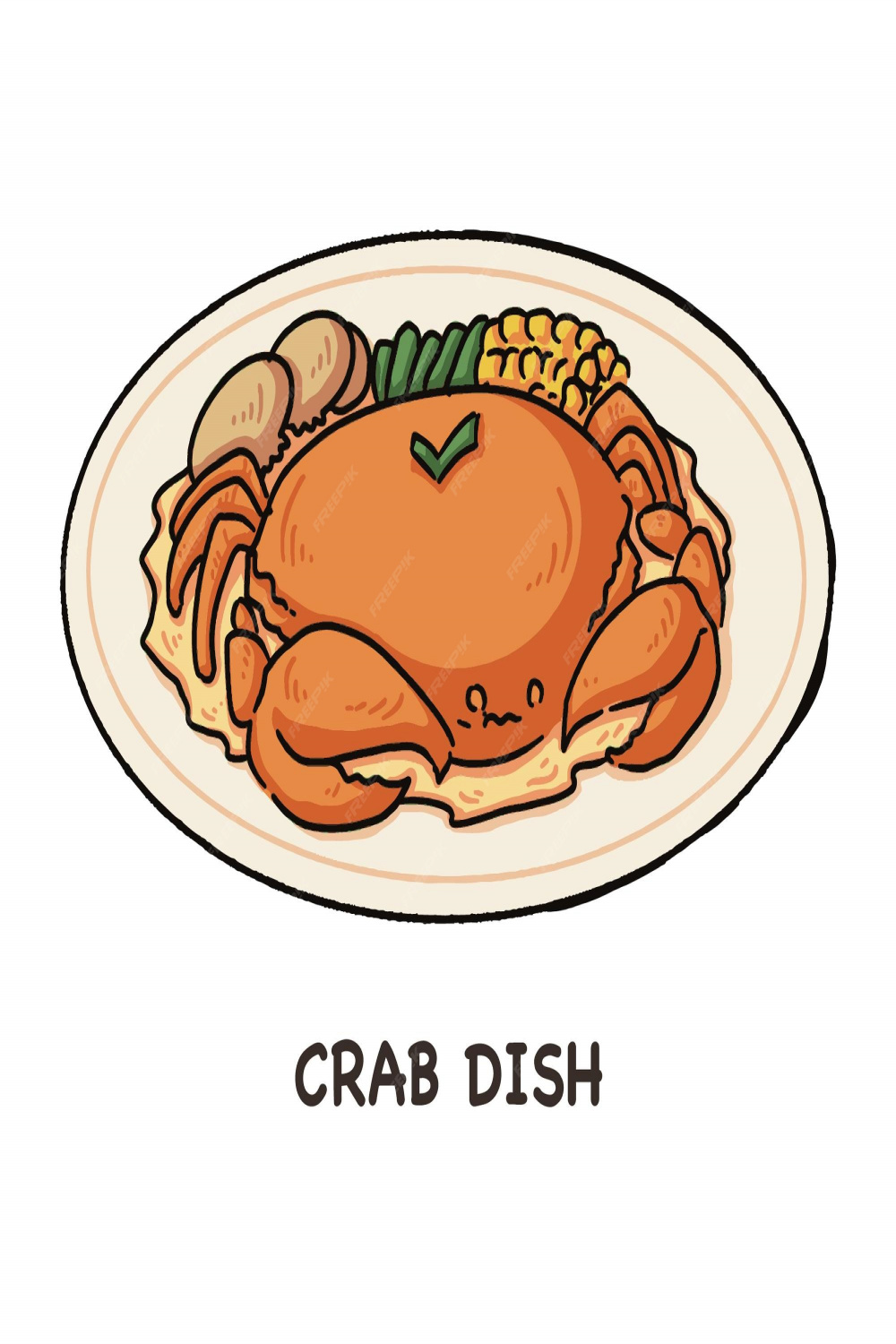 Premium Vector  Crab dish seafood delicious in handdrawn cartoon