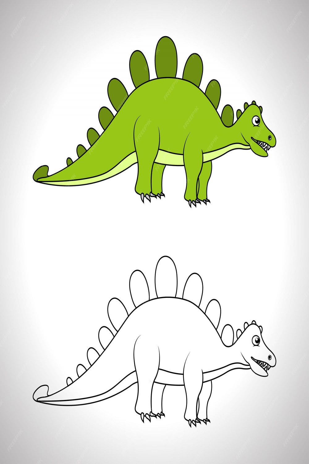Premium Vector  Cute dinosaur cartoon with line art, dinosaur for