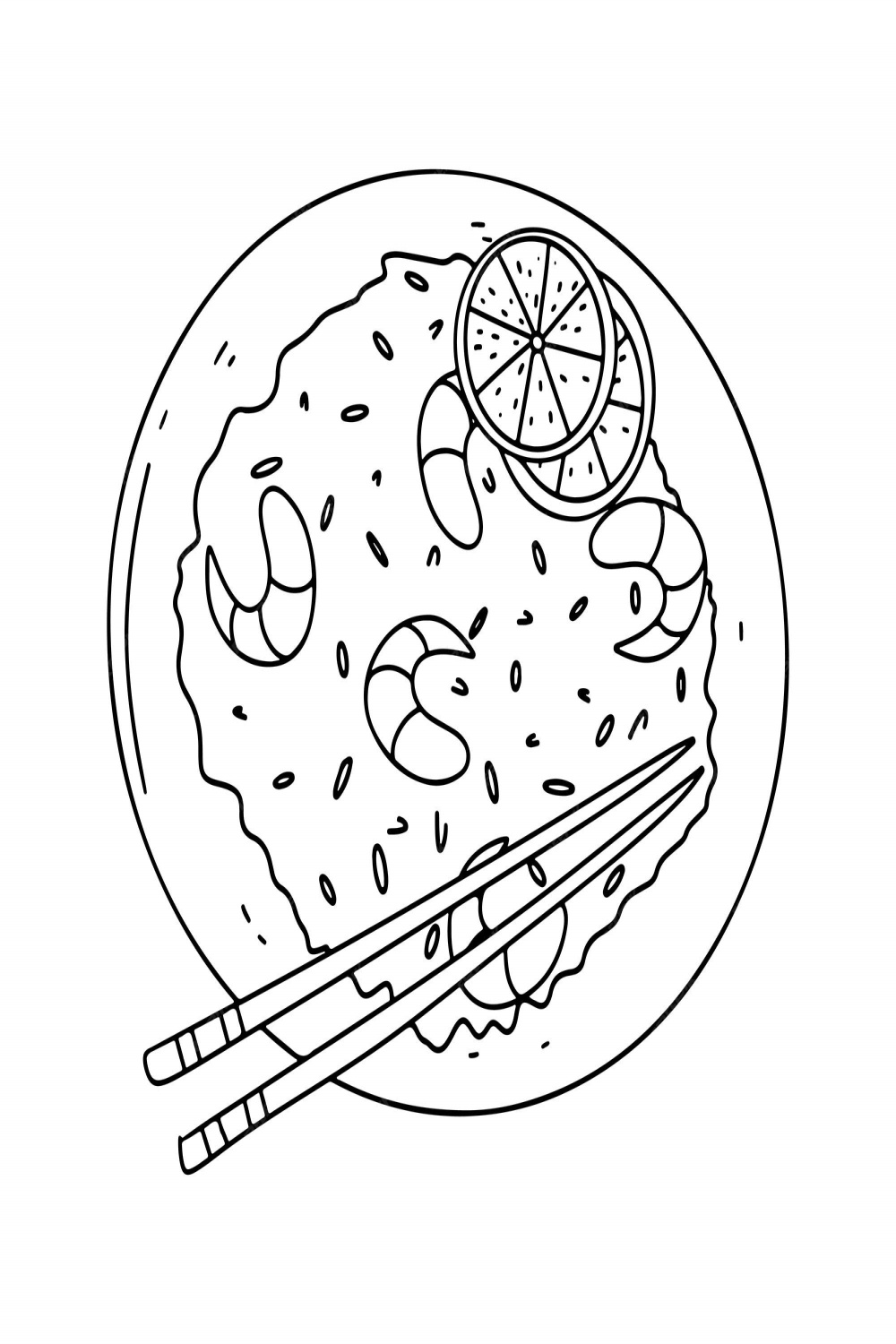 Premium Vector  Fried rice with shrimp in hand drawn doodle style