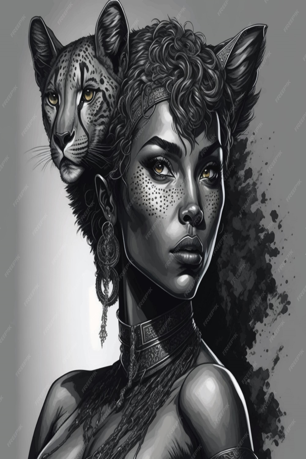 Premium Vector  Human cheetah queen vector illustration