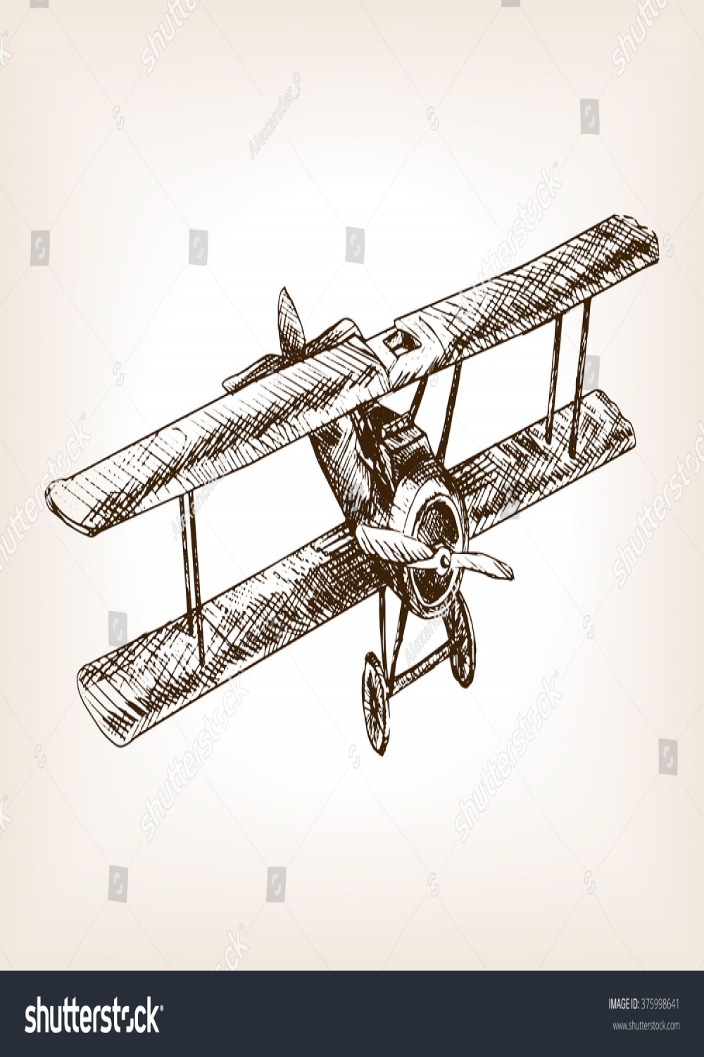 Retro Flugzeug Sketch Stil Vektorgrafik
