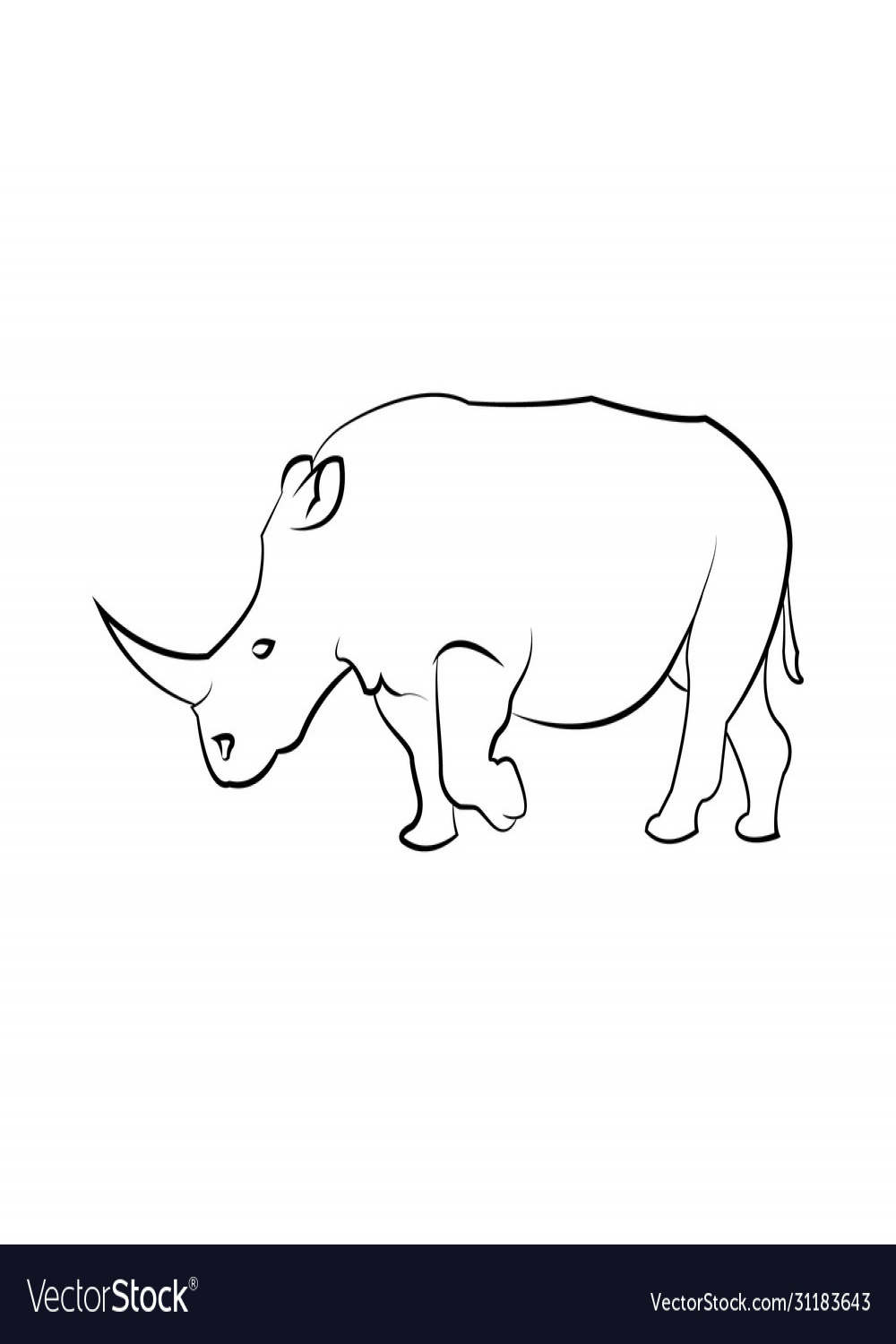 Rhinoceros rhino one horned mammal horn big Vector Image