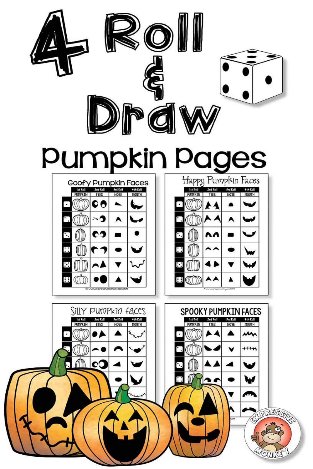 Roll A Pumpkin • Jack O Lantern Art Project • Fun Halloween Sub