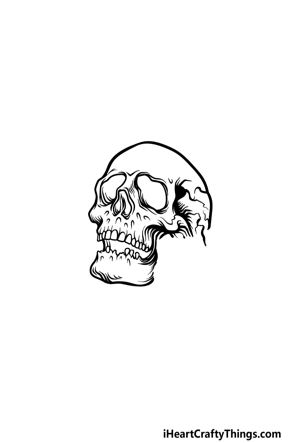 Rose Skull Drawing - How To Draw A Rose Skull Step By Step