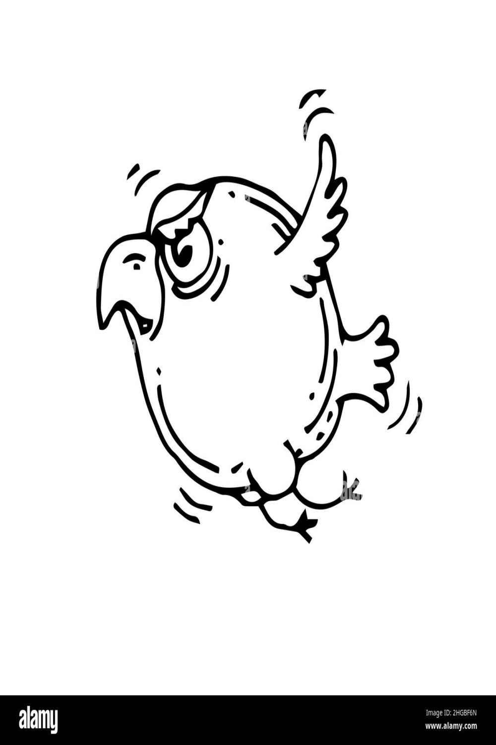 Round funny bird. Cartoon character. Outline sketch