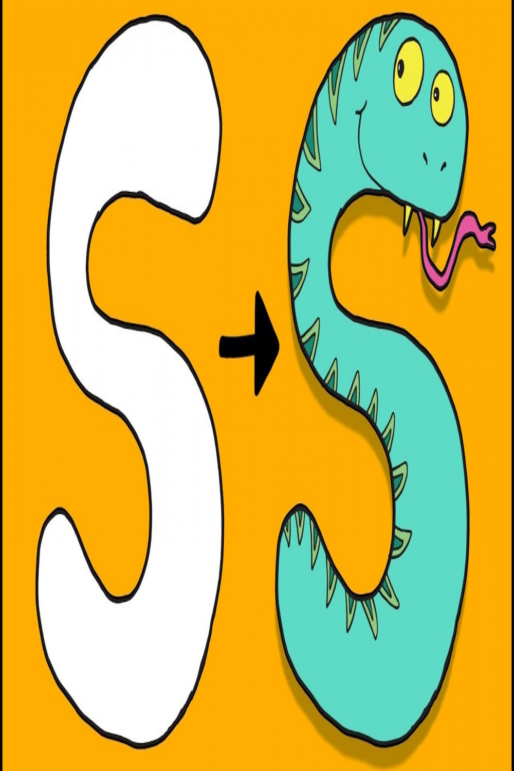 S for Snake - Learn to Draw ABC  Learn the Alphabet for Kids