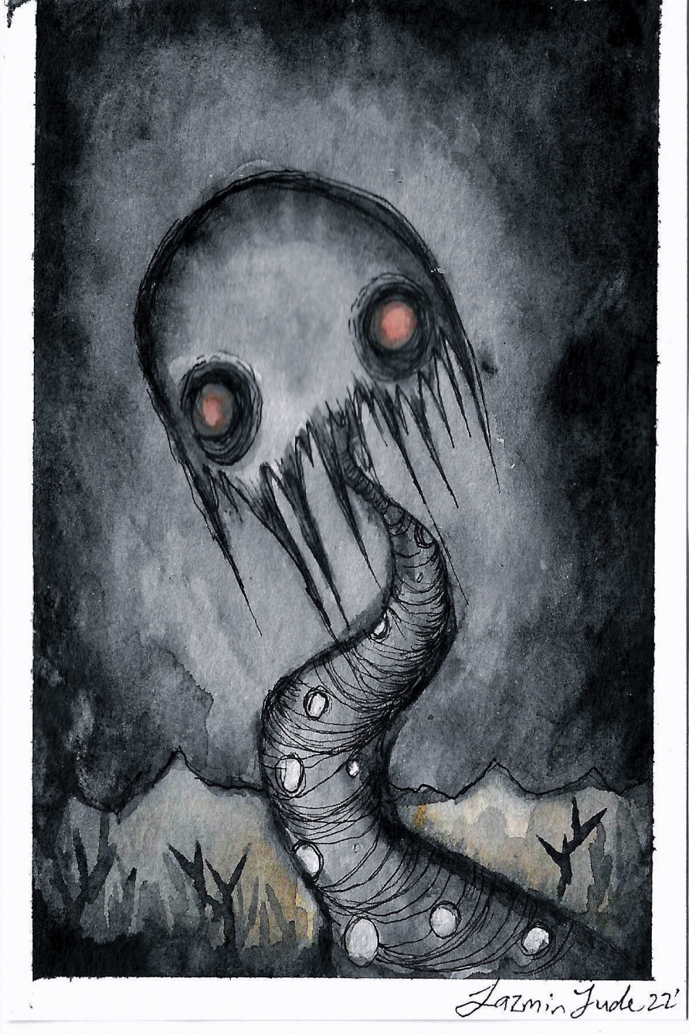 Scary Monster - Spooky Monster - Worm Monster - Worm Art - Weird Worm  Monster - Creepy Creature - Surrealistic Creature - Horror Creature -