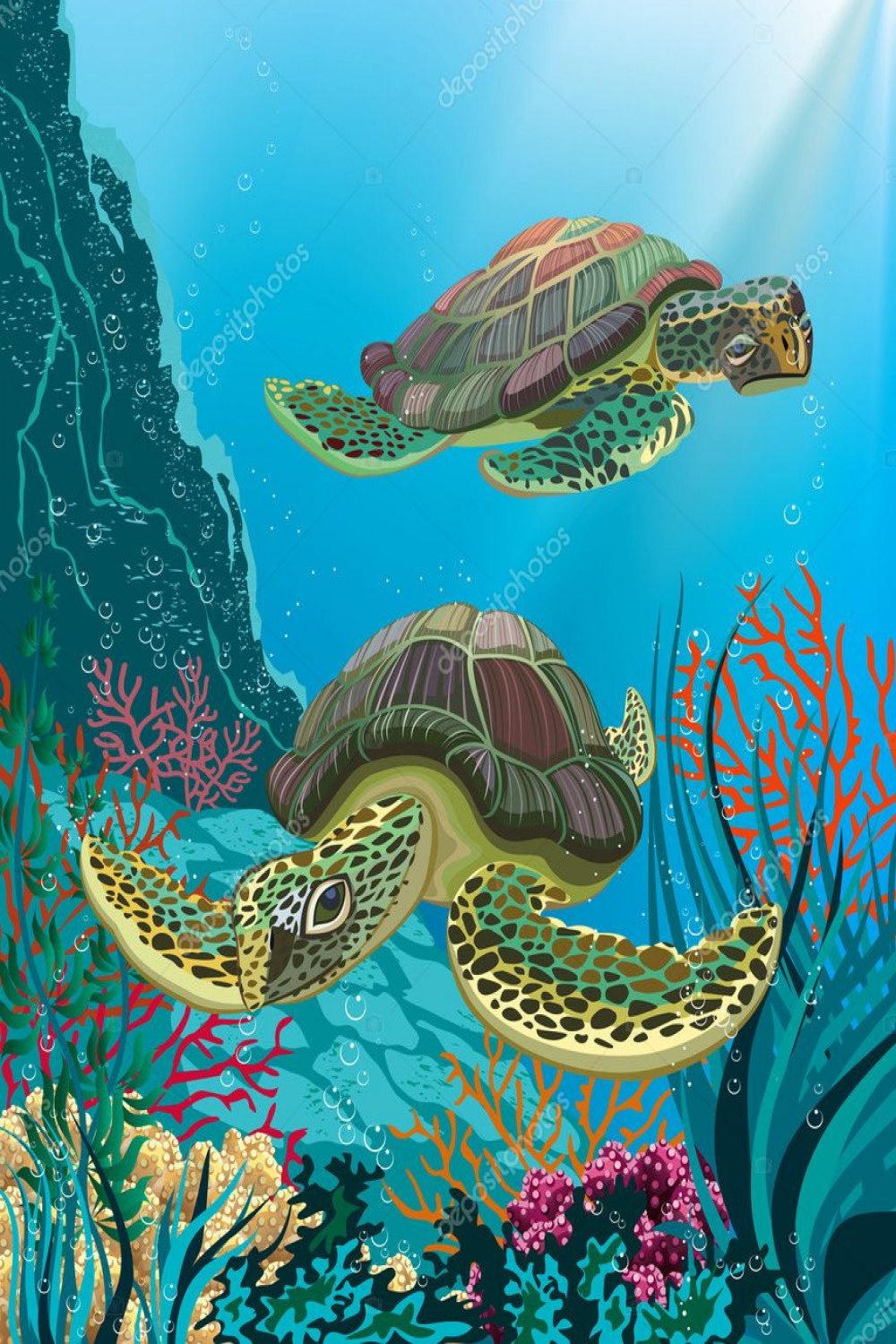 Sea turtles Stock Vector by ©Mikhaylova